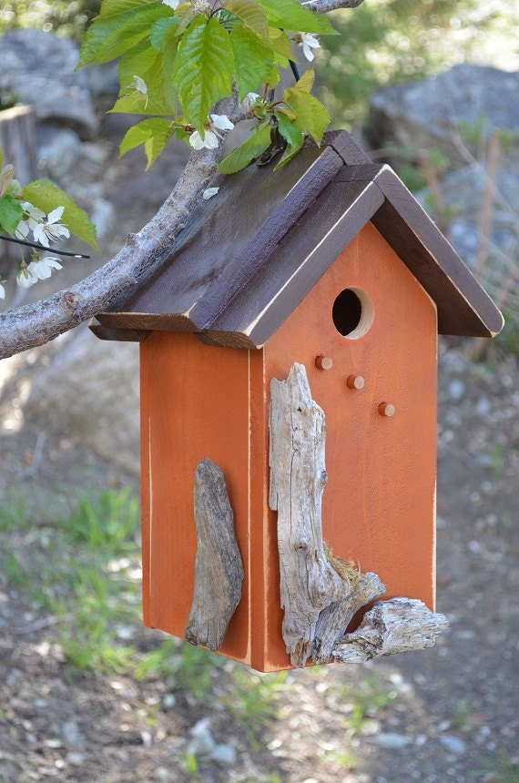 SALE Birdhouse Rustic Garden Yard Art - Wood Birdhouses - Home 