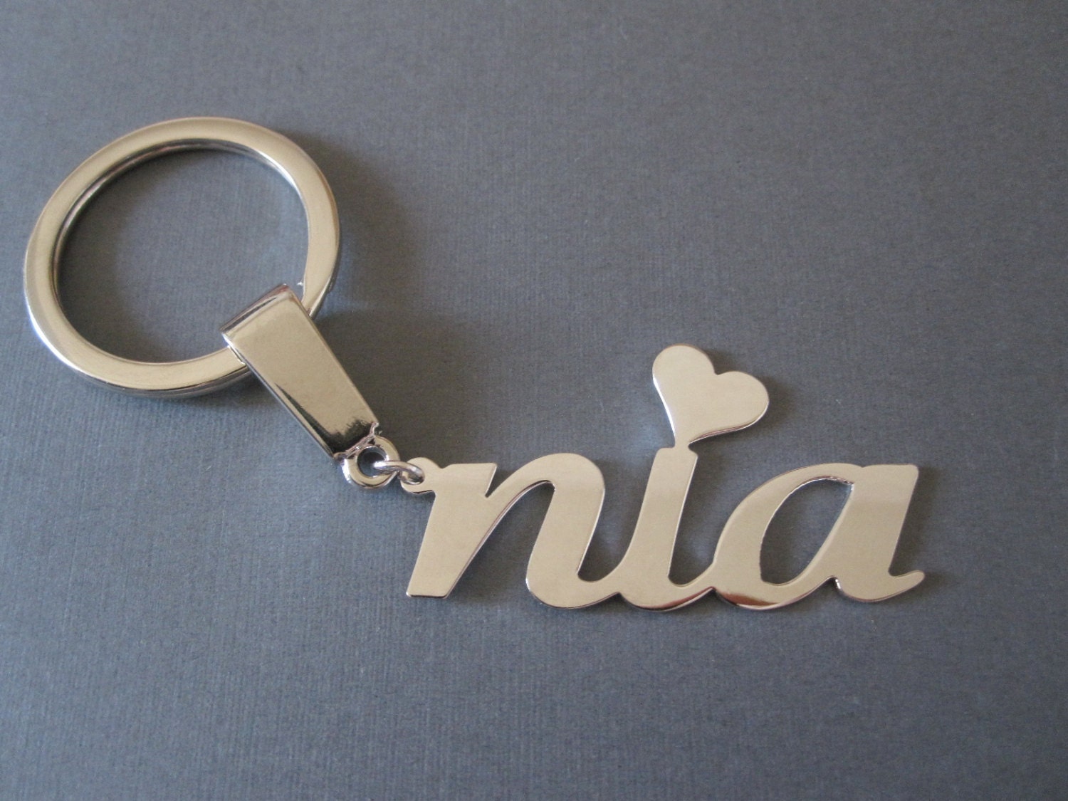 Personalized White Gold Name Keychain