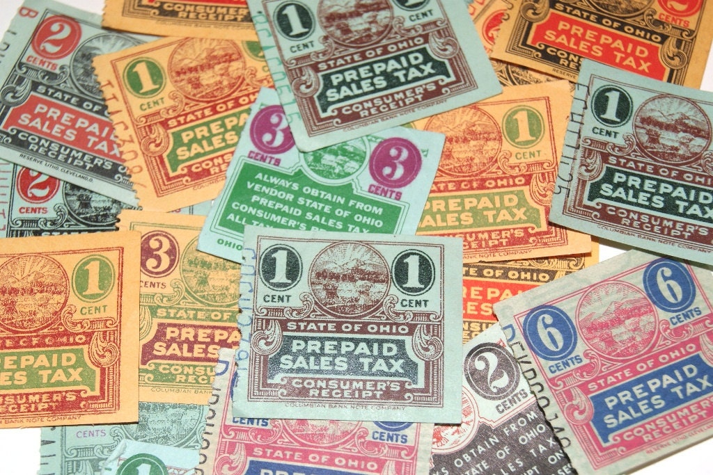 Lot of 20 Prepaid Sales Tax Stamps Ohio Coupons by scrapitsideways