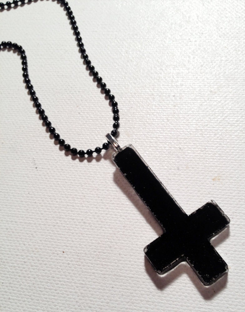 Resin Black charm cross Hand inverted Necklace by  Inverted TheArtOfDecay Poured Cross