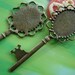 6 pcs 74X28mm Antique Bronze Large keys oval Cameo Cabochon Base Settings inner 18x25mm g969022