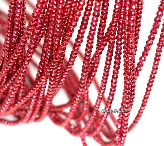 3mm Red Hematite Gemstone Red Faceted Round 3mm Loose Beads 15.5 inch ...