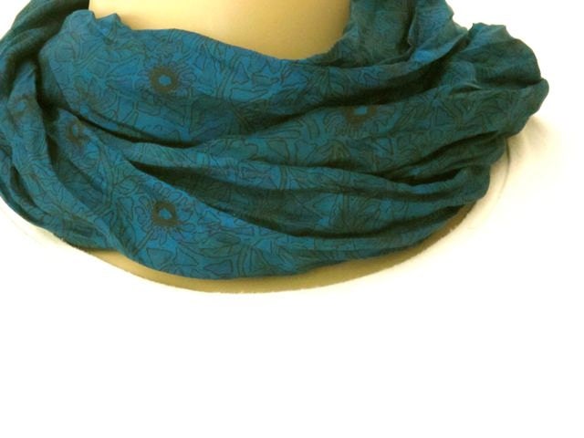 Silk scarf, Sari scarf, Blue Scarf, Spring Scarf