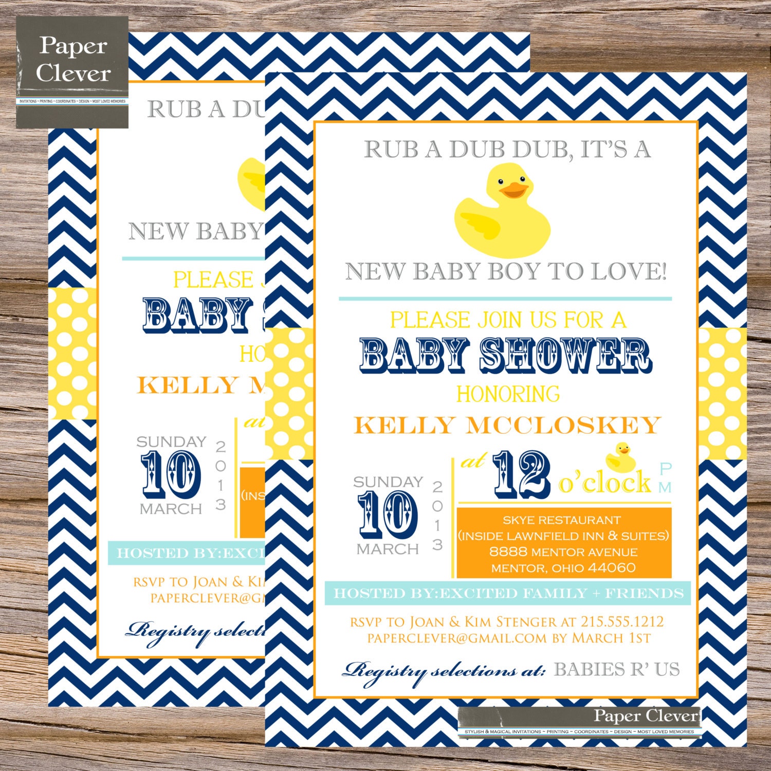 Rubber Duck boys baby shower invitation typography,navy blue - digital, printable file #112 Il_570xn