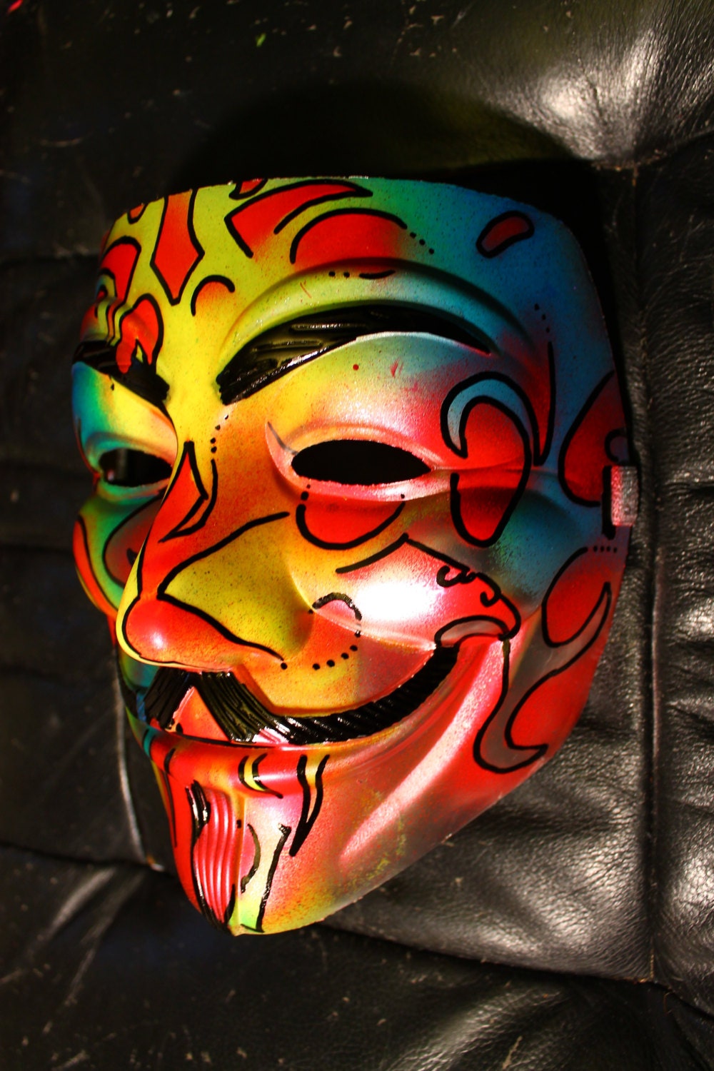 Guy Fawkes mask, hand painted, one of a kind. Custom orders