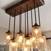 Handcrafted Mason Jar Pendant Chandelier w/ Rustic Vintage Style Wood Crate Canopy