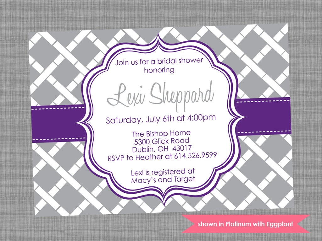 Printable Bridal Shower Invitation - Shower Themed Bamboo Invite - Colors and Text Customizable Il_570xn