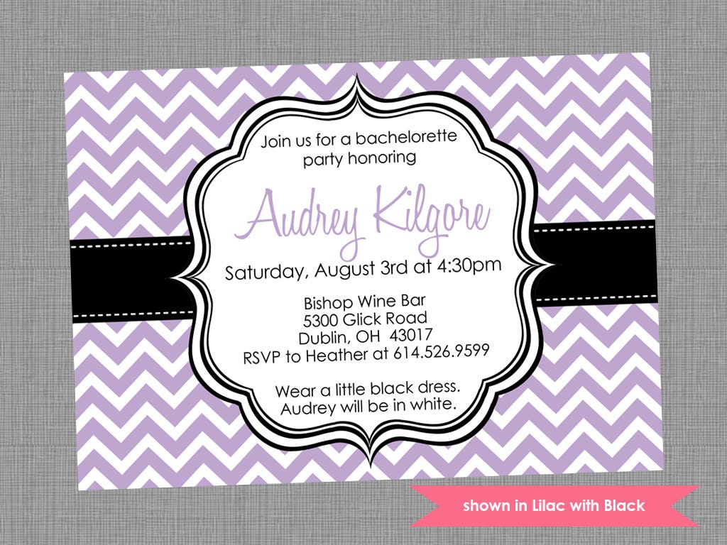 Printable Bachelorette Party Invitation - Bachelorette Themed Chevron Invite - Colors and Text Customizable Il_570xn