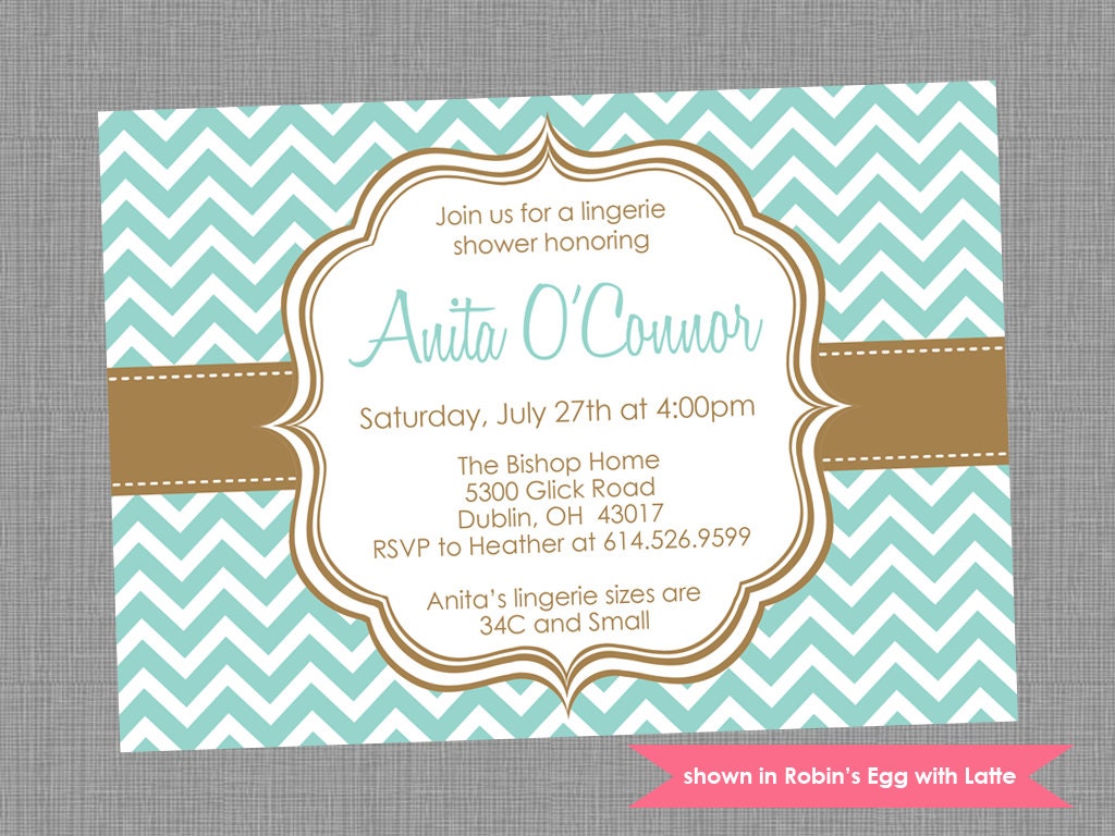 Lingerie Shower Invitation - Printable Shower Themed Chevron Invite - Colors and Text Customizable Il_570xn