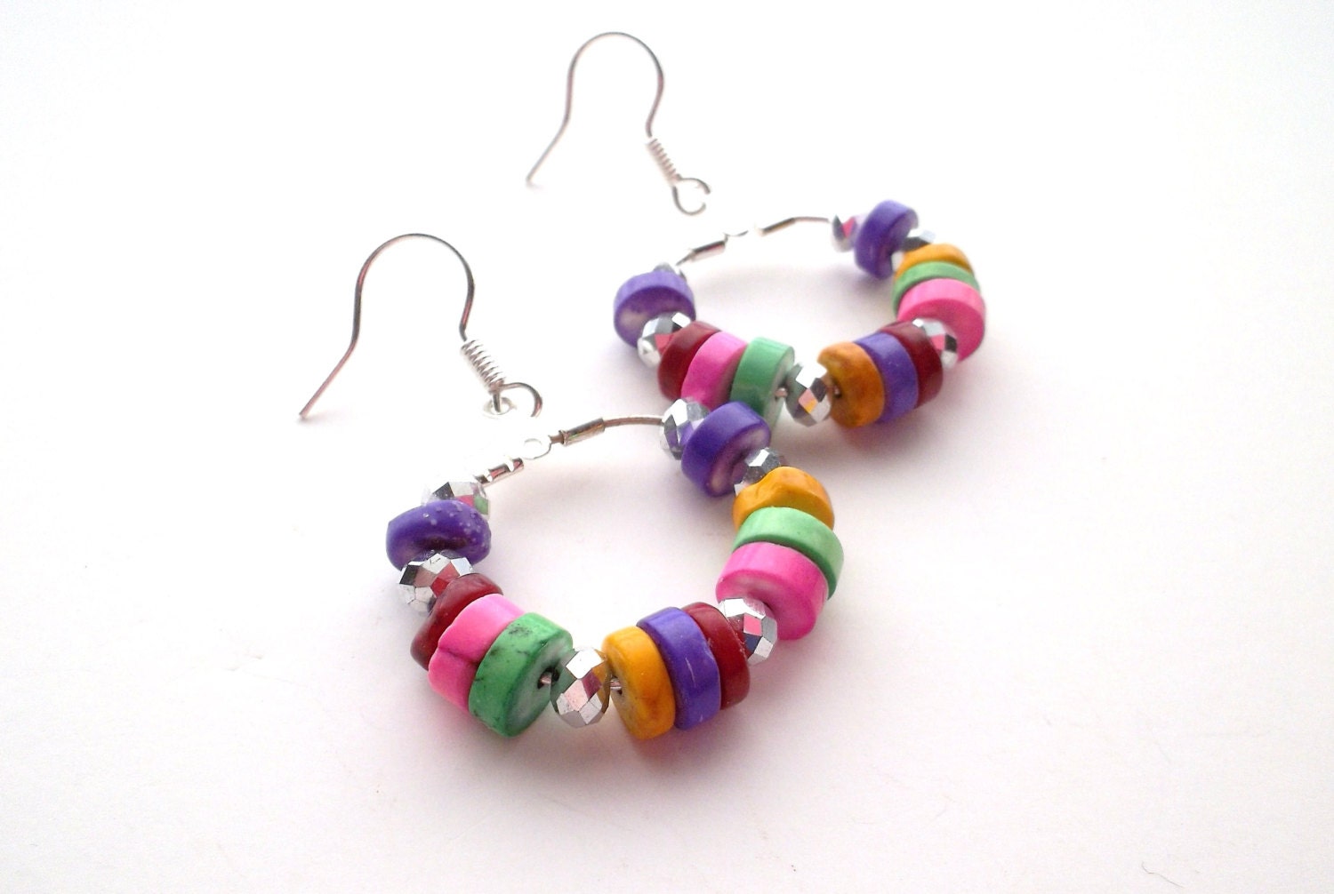 Fiesta Multicolor Beaded Hoop Earrings