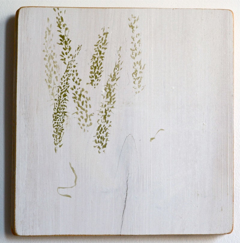 field 2,  quiet painting of grasses with milk paint on reclaimed wood - tanialove