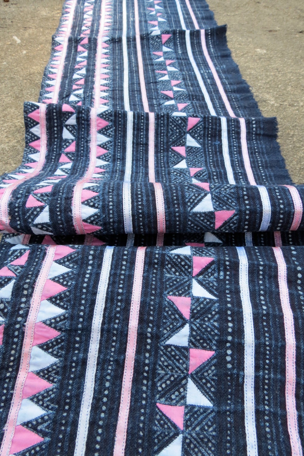 Handwoven Hmong cotton, Vintage fabric Indigo textiles and fabrics- from thailand