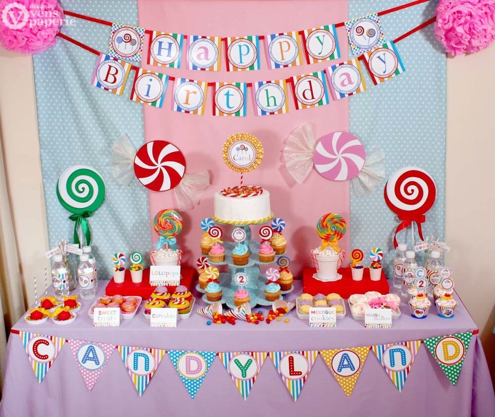 Candyland Birthday Party Package Personalized FULL Collection Set - PRINTABLE DIY - PS832CA1x Il_570xn