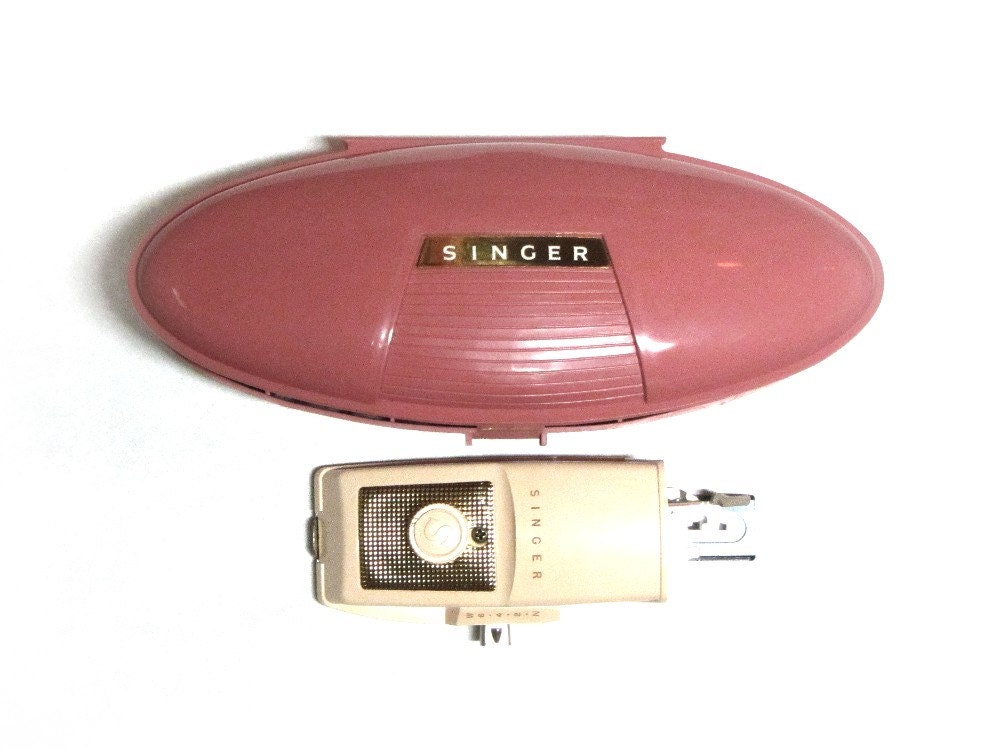 Vintage Pink Singer Buttonholer, Singer 1961 Atomic Pink, Sewing Supply, Mid Century, Retro, Oval