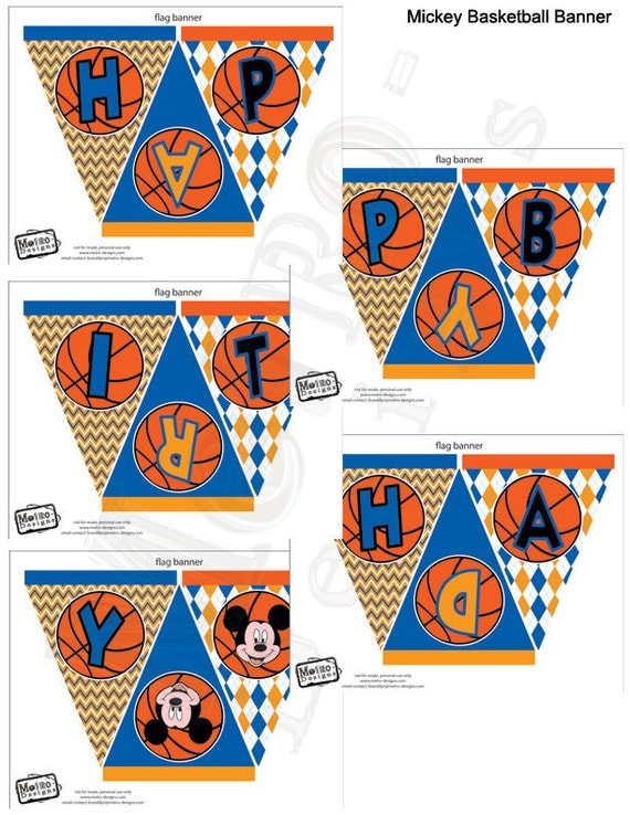 Mickey Mouse Basketball Banner - Instant Download Il_570xn