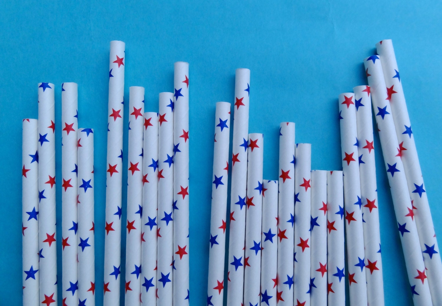 Red and Blue Stars Paper Straws, Pack of 100, New Years, Fourth of July, President's Day, Cookout Paper Straws Il_570xn