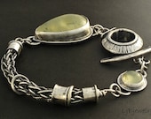 Sterling Silver Bracelet, Prehnite Bracelet, Gemstone Bracelet, OOAK - LjBjewelry