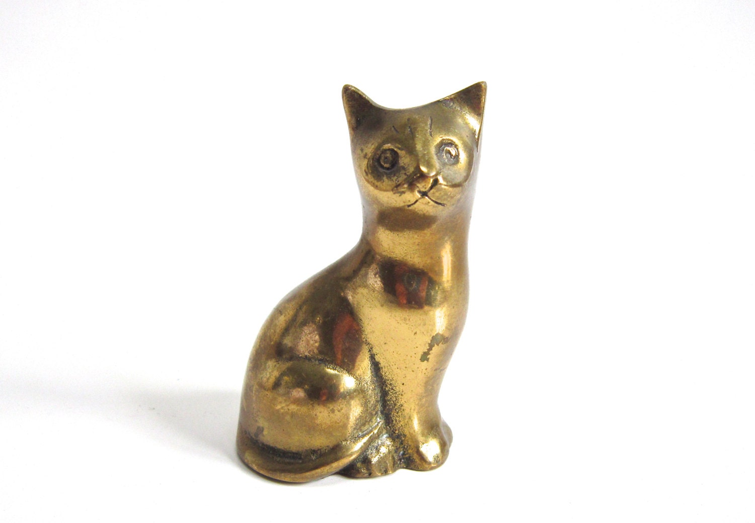 Brass Cat Figurine Vintage solid brass cat by WingedWorld on Etsy