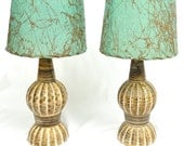 Mid Century 50s Hollywood Regency Lamp Pair  //  Vintage Shabby Chic Lighting