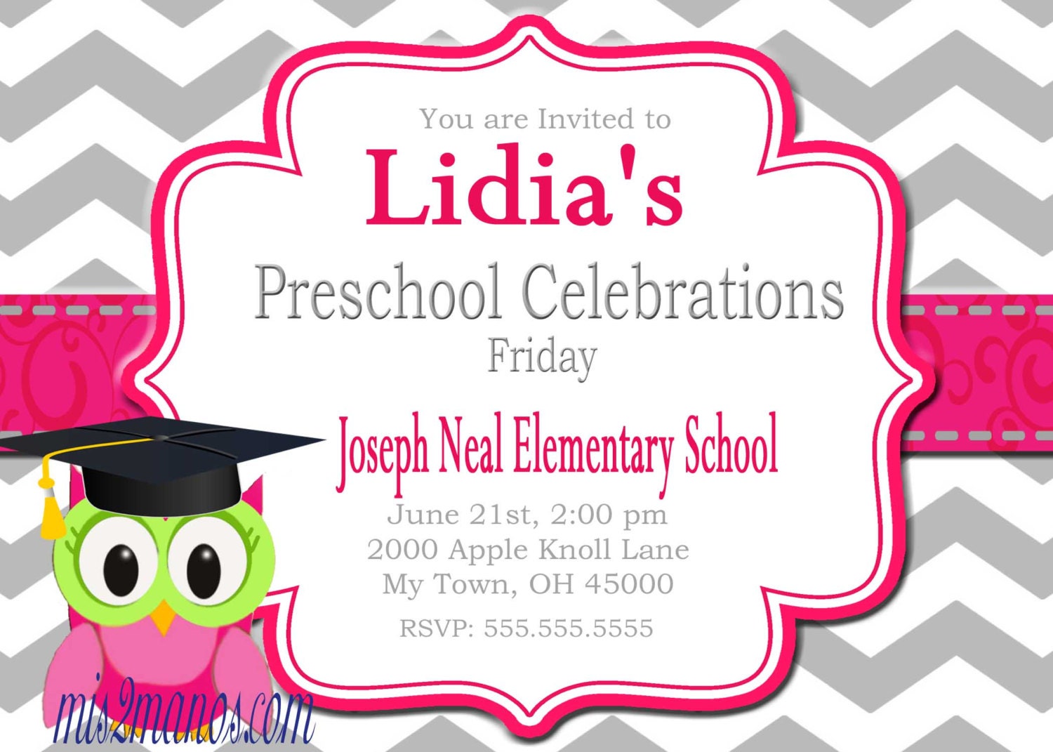 Graduation Invitation Preschool Kinder diy Printable Party Invites Personalized Custom Orders