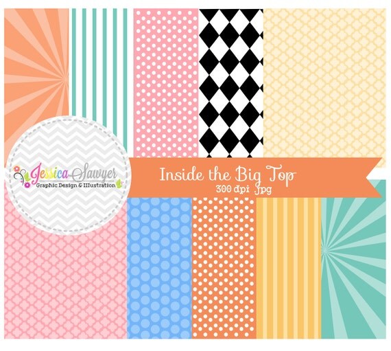 INSTANT DOWNLOAD, , circus digital paper, circus backgrounds, for commercial use, scrapbooking, invitations Il_570xn