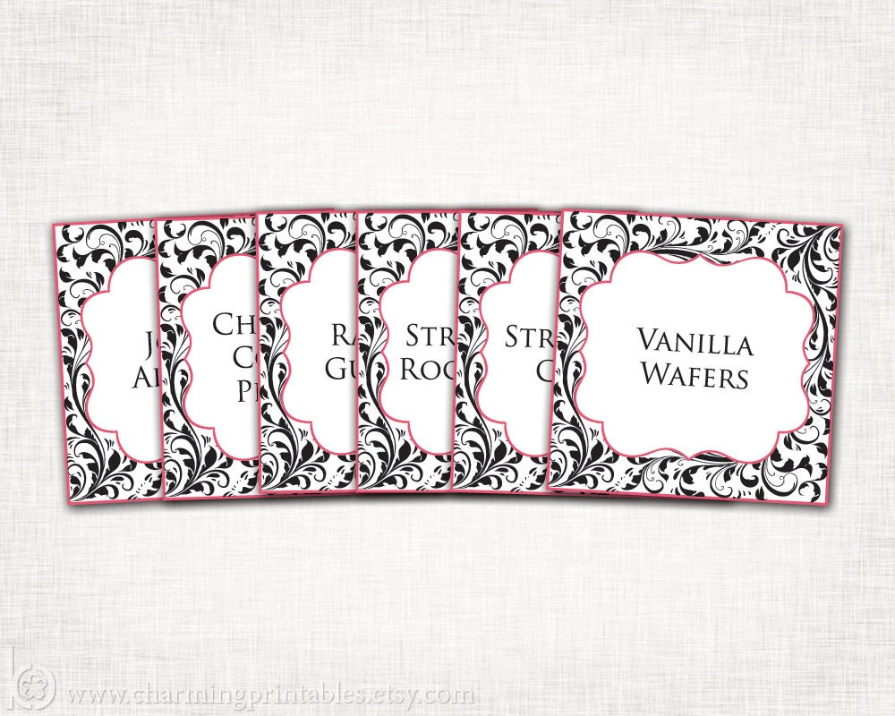 Damask Labels - Custom Colors, Font - PRINTABLE PDF File Damask Labels for Wedding, Birthday, Baby or Bridal Shower Il_570xn