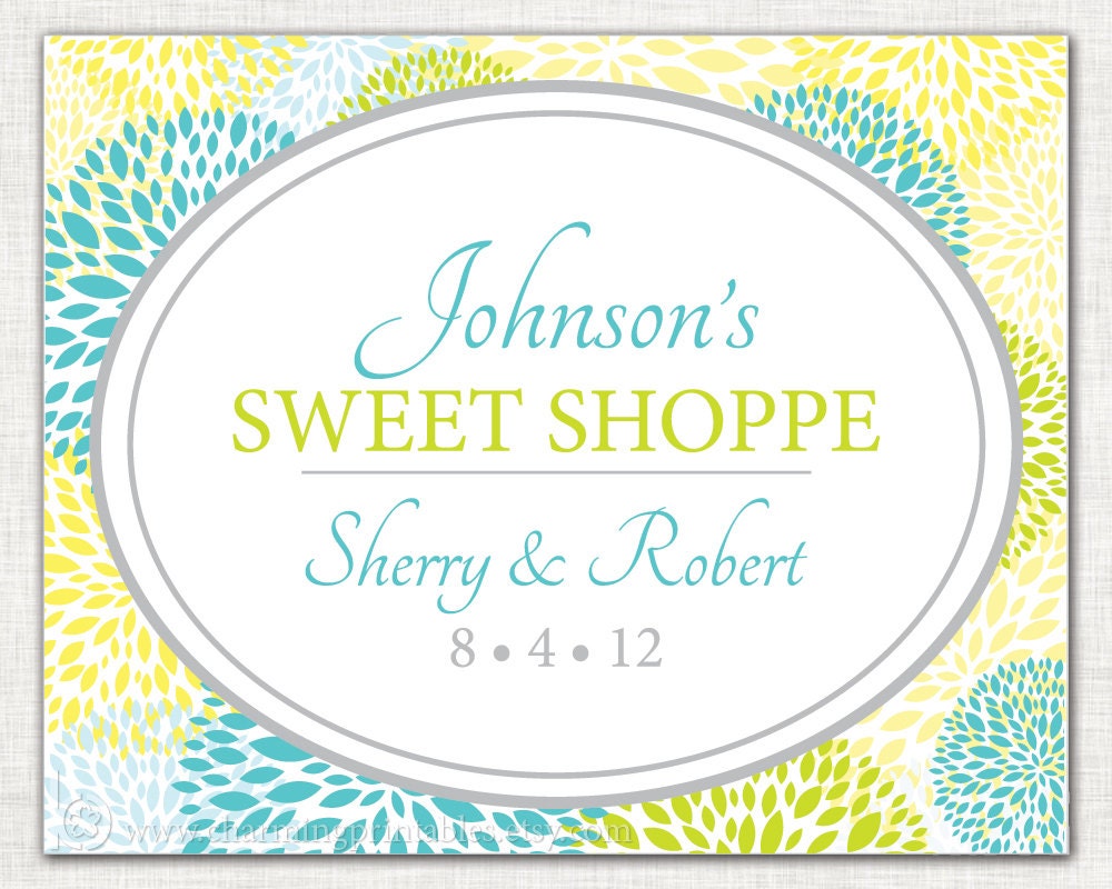 Custom Sign - Floral - Custom Colors - PRINTABLE Buffet, Guestbook, Gift Table Sign - Floral Collection Il_570xn