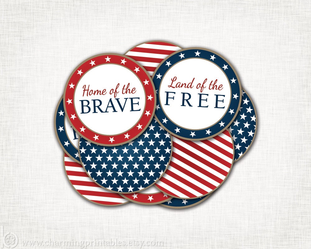4th of July Cupcake Toppers - PRINTABLE - Fourth of July Party Circles - Independence Day - July 4th Collection Il_570xn