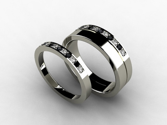 ... men, black diamond, wedding ring, Titanium, ring set, women, nickel