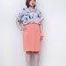 Vintage Coral Peach Pencil Skirt Womens // Small Medium