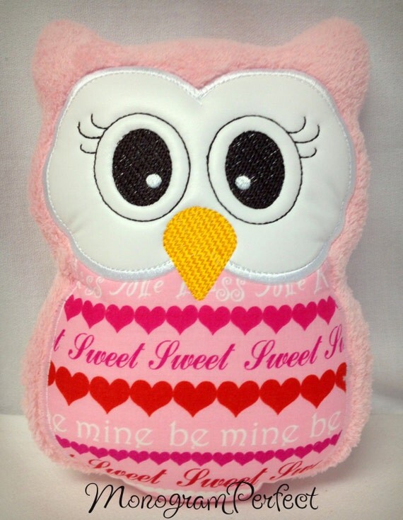 Valentine s Day Stuffed Owl Pillow Soft Toy by MonogramPerfect