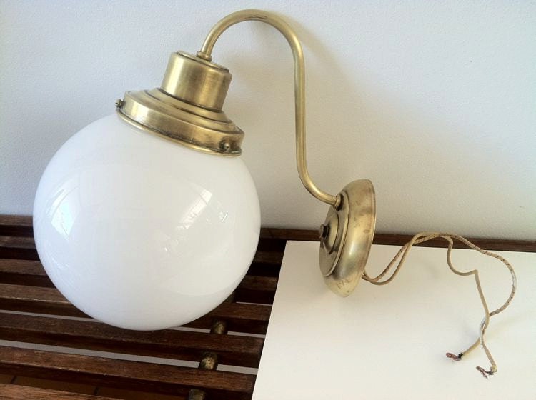 Mid Century Modern Brass Wall Mount Light Fixture by vPorterhouse