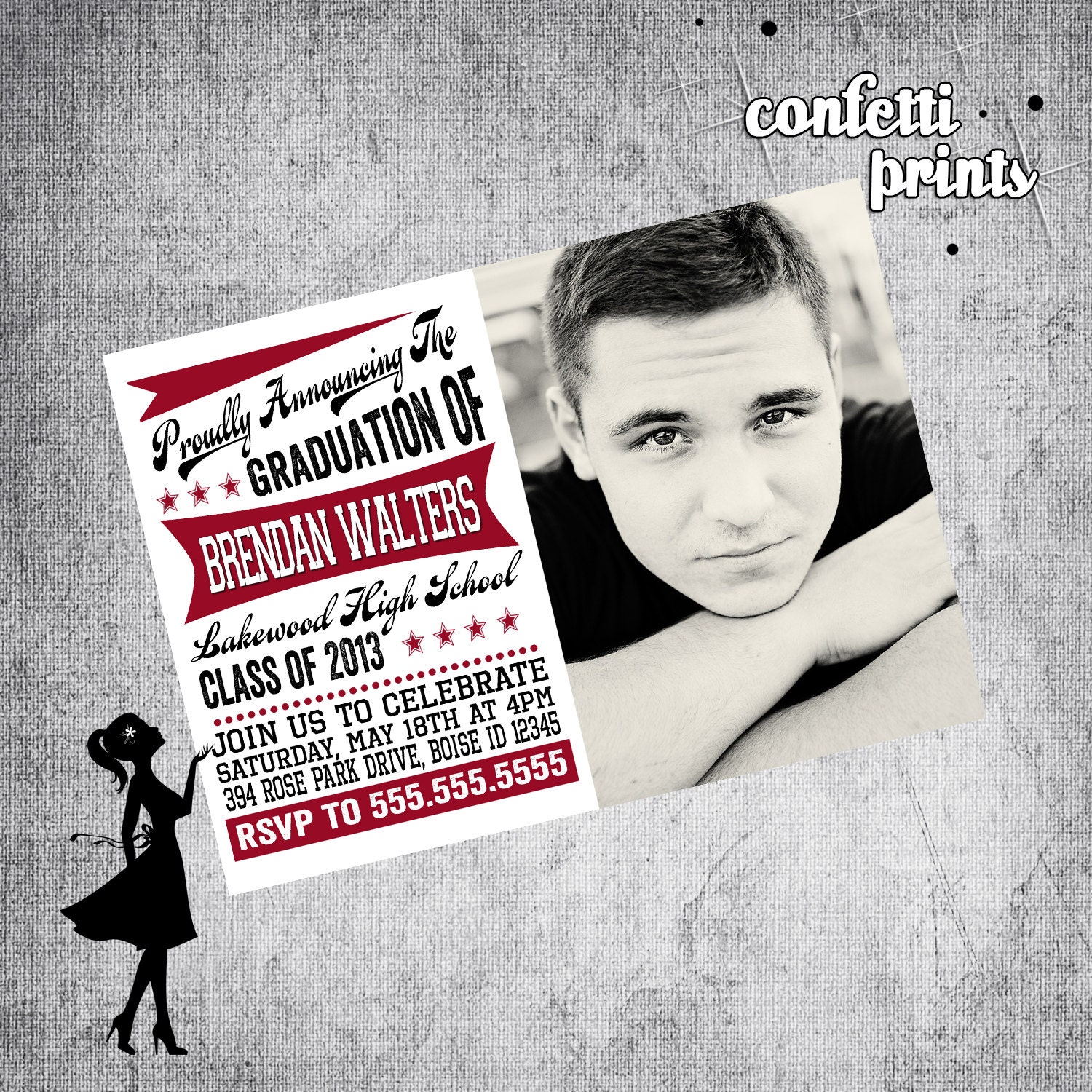 Graduation Announcement - ALL STAR Printable Il_570xn