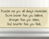 Personalized Wood Baby Nursery Decor Sign with Winnie the Pooh Quote, Promise Me You'll Always Remember, Nursery Art, Baby Shower Gift