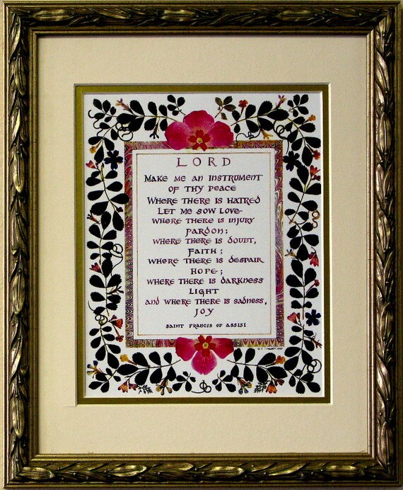 Framed St. Francis Prayer by SecretGardenStudios on Etsy