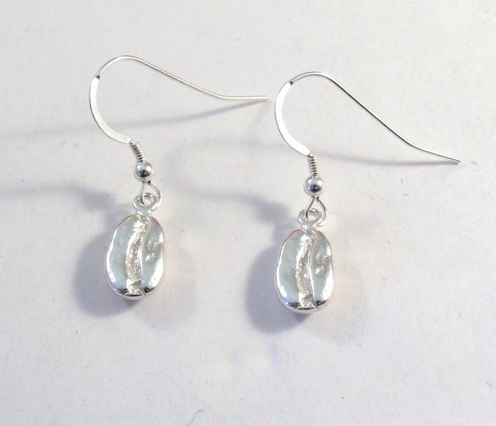 Extremely Adorable Sterling Silver Coffee Bean Charm Earrings - 1165 - GoldChestJewelry