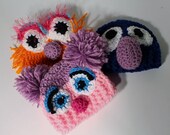 Sesame Street Baby Hats Photography Props Costume Zoe, Grover and Abby Cadabby - sunshineknitandsew