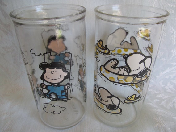 Vintage Peanuts Jelly Jar Glasses Snoopy And By