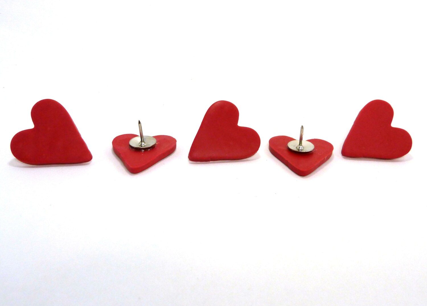 Red Heart Push Pins, Red Thumbtacks, Red Heart Office Supplies  (set of 5) - TheTinyBee