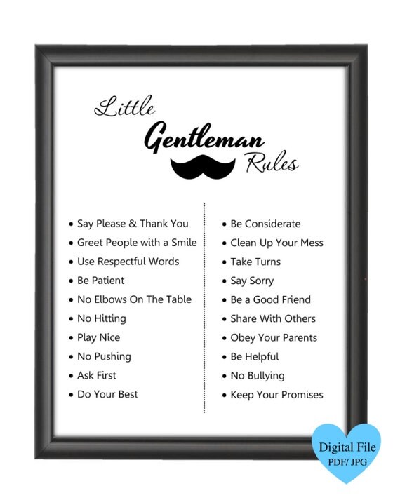 WINTER SALE - Children Nursery Print - Little Gentleman Rules Print - PDF Instant Download Il_570xn