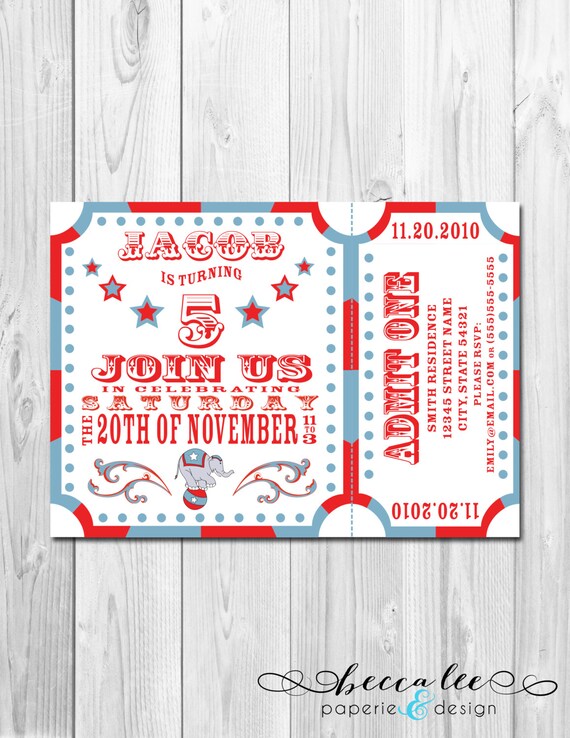 Circus Carnival Theme Party Invitation - DIY - Printable Il_570xn