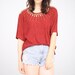 Vintage Burgundy Red Shirt Gold Studded T Shirt Textured Cranberry Oxblood Navajo Sun Draped Blouse Top M Medium L Large Southwestern Top