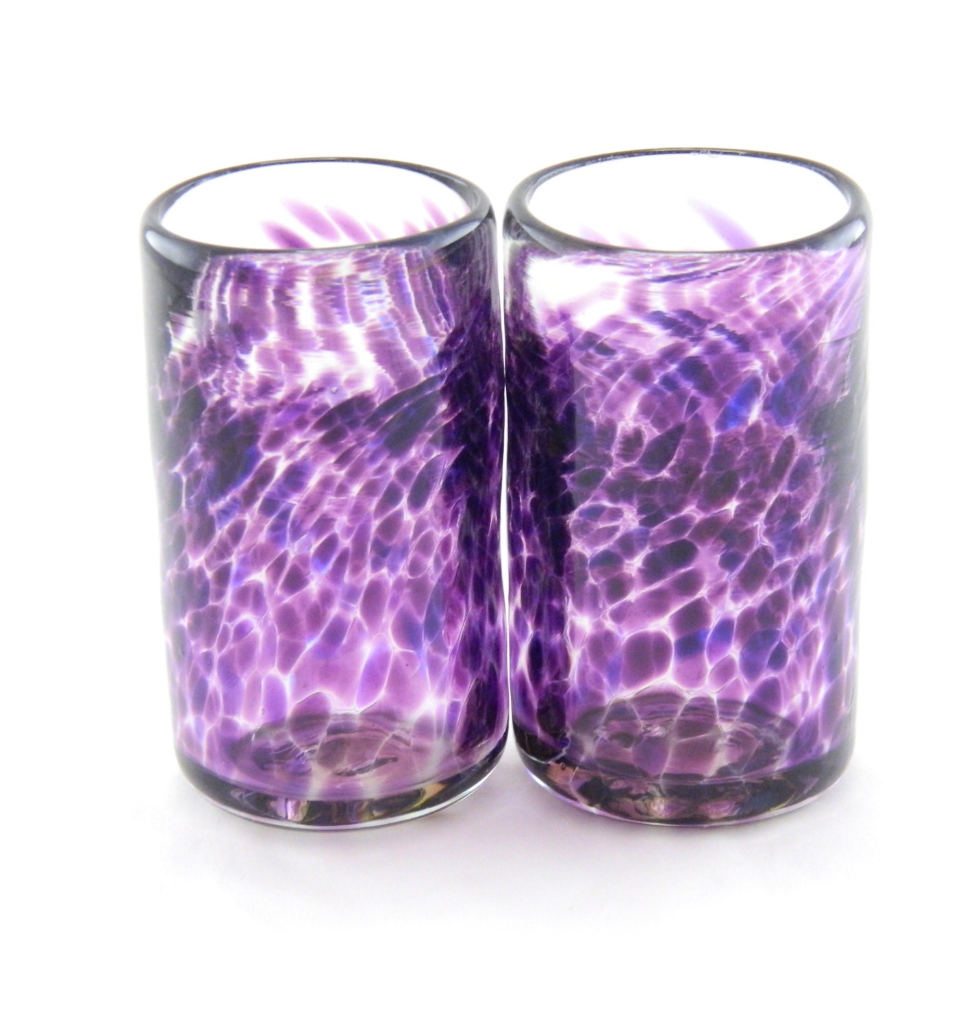 Hand Blown Art Glass Shot glasses Purple Party by MOODYGLASS