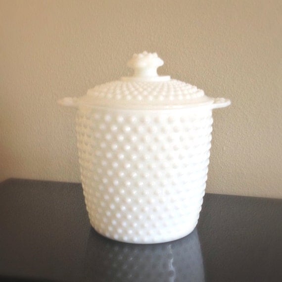 Vintage White Hobnail Milk Glass Lidded by MidwestMilkGlass