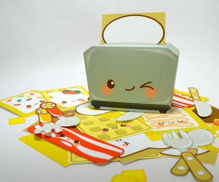 Breakfast Toaster Kit - Printable Paper Toy Craft by Paperholic - Kawaii Cute Il_570xn