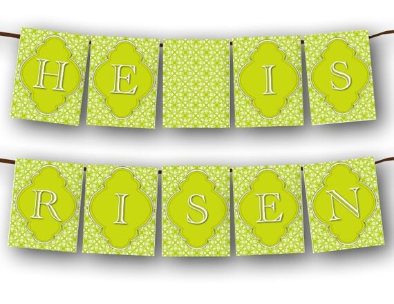 Christian Easter Banner Sign - He Is Risen Printable Easter Banner - Easter Photo Prop in PDF Format Il_570xn