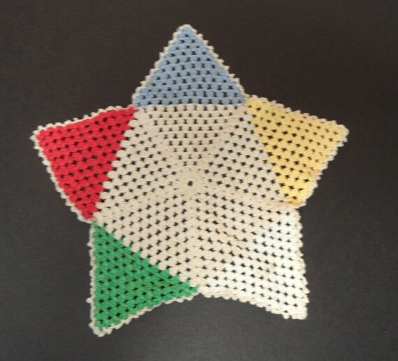 Colorful star shaped crocheted doily / Order of the by HandPycd