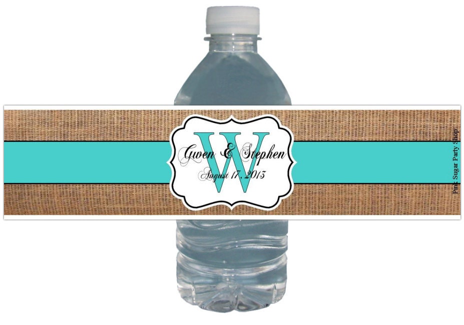 Burlap & Initial Labels (10ct) Waterproof Bottle Labels Customized Any Color Il_570xn