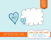 Valentine Doodles Blue Heart and frame clip art set Il_170x135