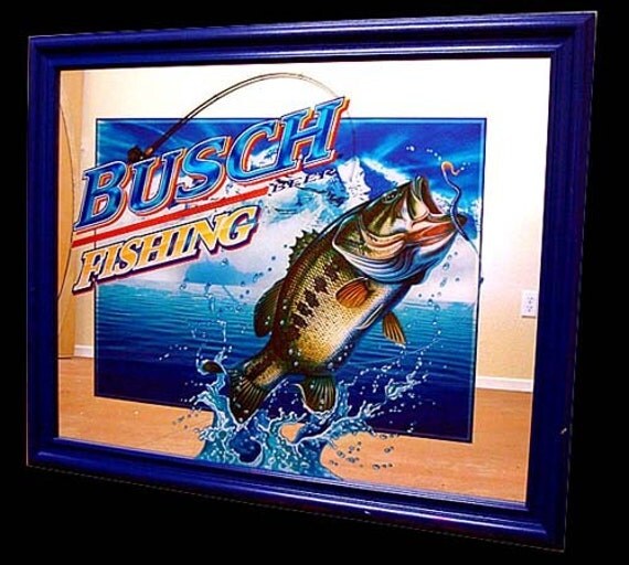 busch fishing wall decor collectible wall mirror by GizziesGifts